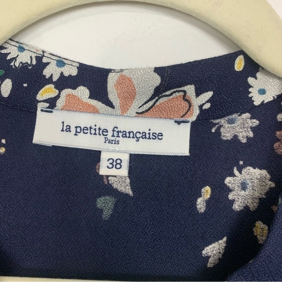 La Petite Francaise Navy Blue Floral Print Dress Size Medium - Picture 2 of 12